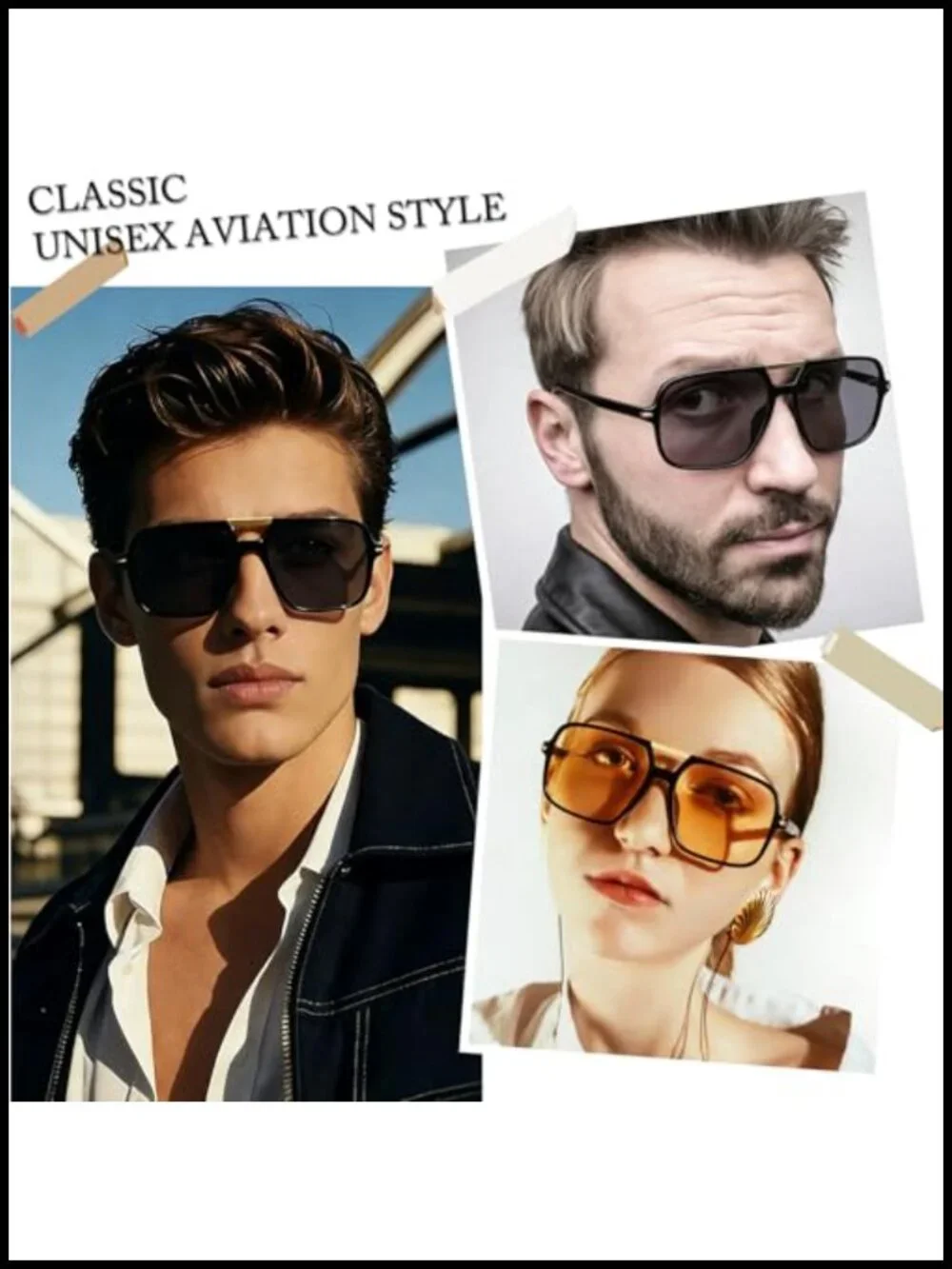Oversized Double Bridge Pilot Sunglasses UV400 Unisex Retro Square Shades